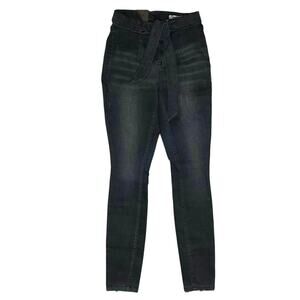 BLANKNYC Tie Waist Moto Skinny Jeans Faded Black Women’s 24 NWT Utility Strap
